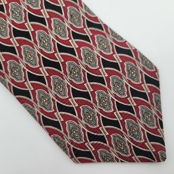 JG Hook Men's Red Black Paisley Silk Tie - Picture 1 of 6